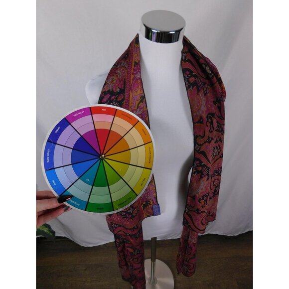 Indie Ella Pink Black Paisley Boho Shawl Wrap OS - Picture 8 of 10